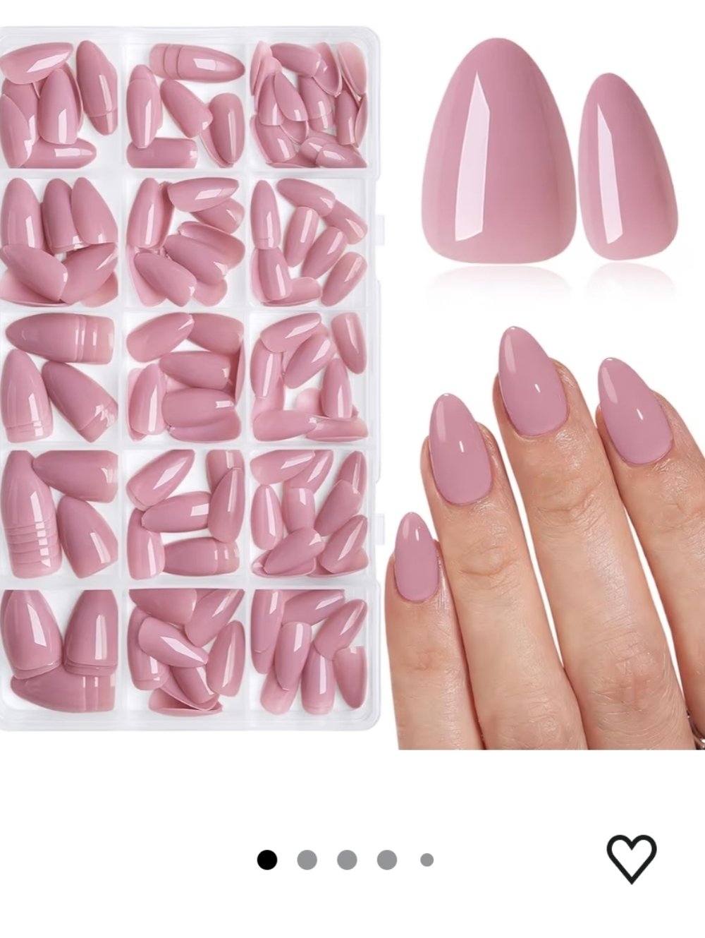 Almond Press on Nails Short Fake Nails, 160pcs Dusty Pink